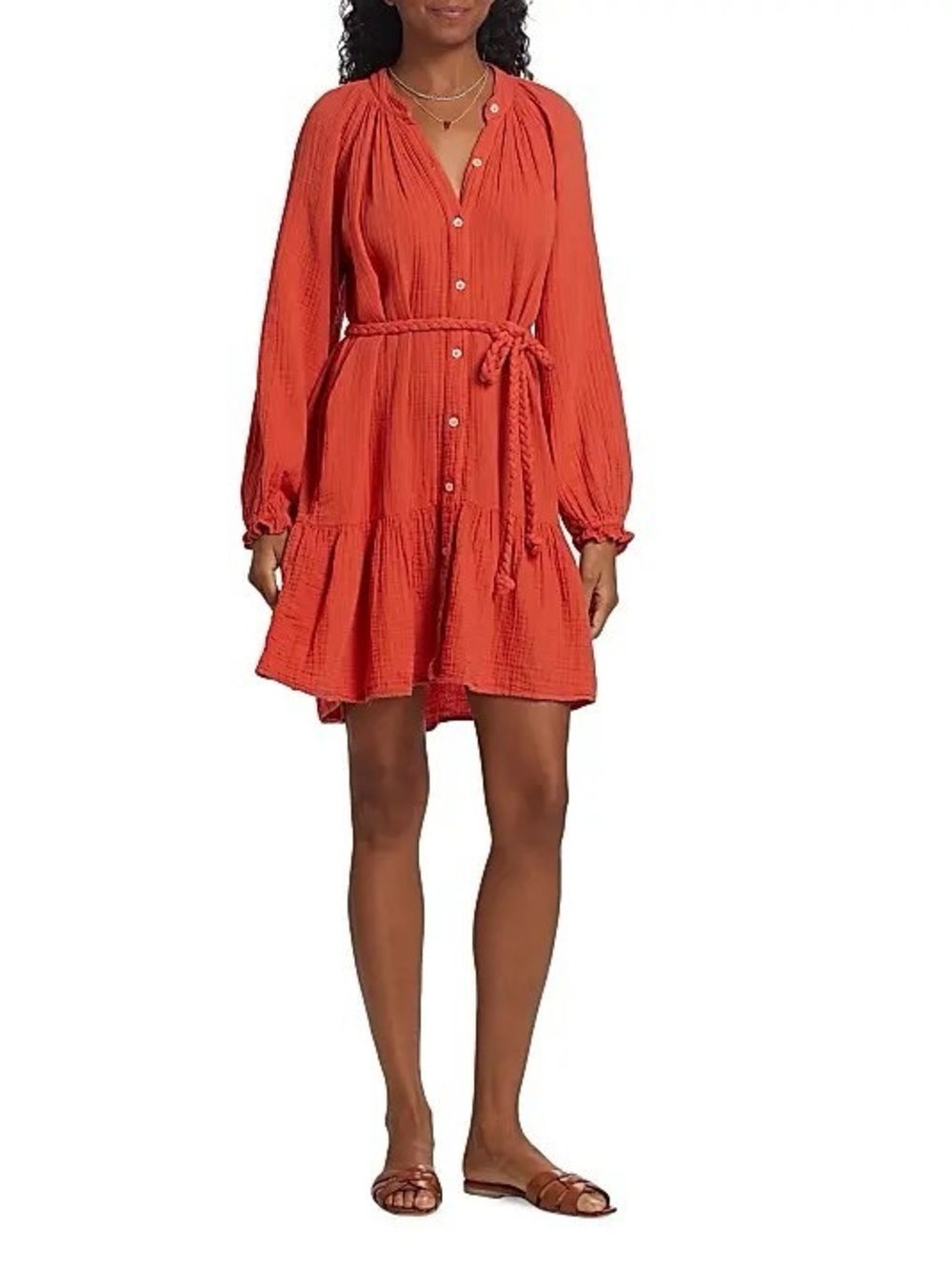 XiRENA Rainey Button Front Cotton Gauze Dress, Red size S